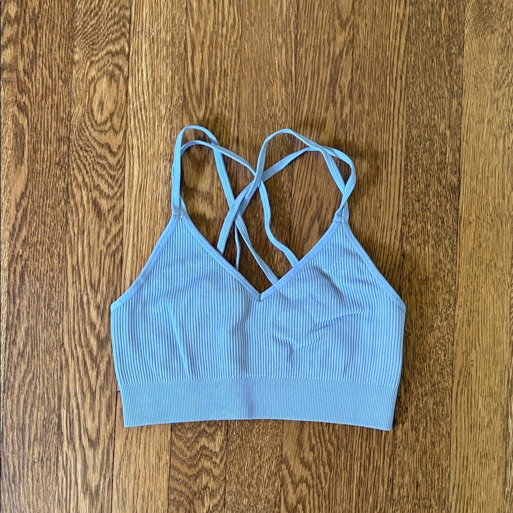 Aerie seamless strappy light blue bralette size small